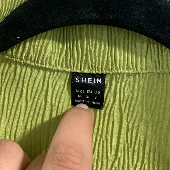 Green SHEIN Collared Long Sleeve Blouse - Picture 2 of 7
